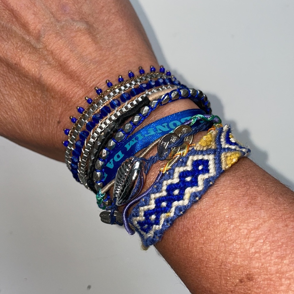 Hipanema Blue Magnetic Cuff 9 Strand Bracelet 7”